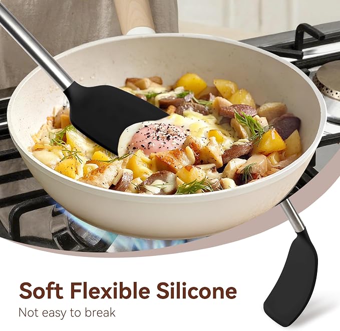 NCUE 35 Pcs Silicone Cooking Utensils Set BPA Free 446°F Heat Resistant | Stainless Steel Handles Kitchen Utensils Set, Thickened Heads Silicone Grips Nonstick Dishwasher Safe for Baking Housewarming - Image 7