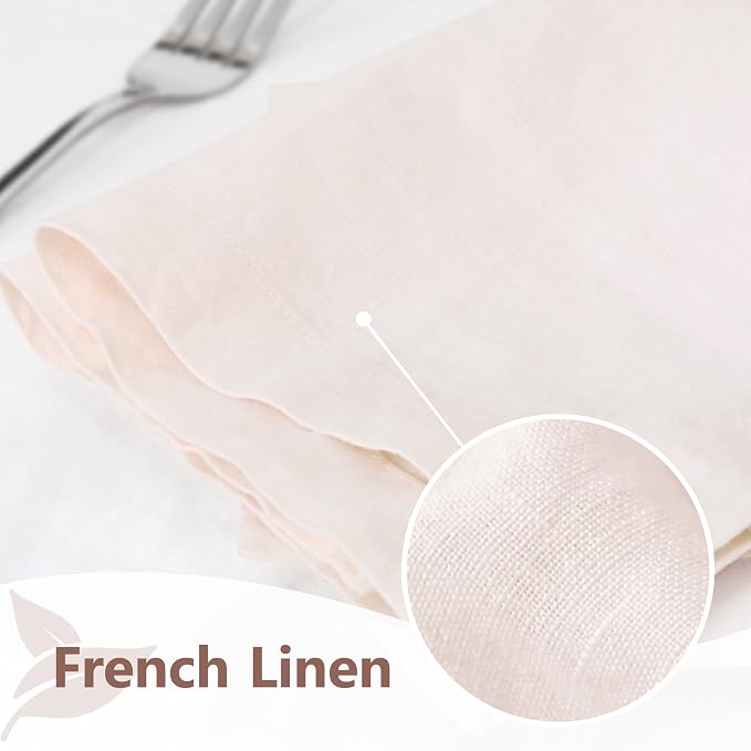 100% Linen Dinner Napkins 20x20 Inch,Soft and Breathable French Flax Cloth Napkins,Stone Washed Set of 4(Blush Pink) - Image 4