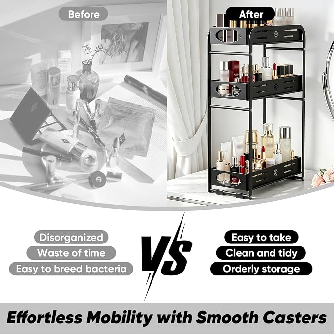 Aduanbang 3-Tier Counter Organizer Shelf, Metal Spice Rack for Kitchen, Vanity, Coffee Area and Home Office(Black, 3 Tier) - Image 5