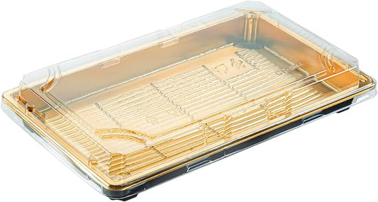 Restaurantware Plastic Sushi Trays 100 Pack of 9.2 x 5.9 x 1.77 Inch With Clear Lids Leak-Resistant Sushi Take Out Boxes Stackable Containers For Grab-And-Go by Restaurantware