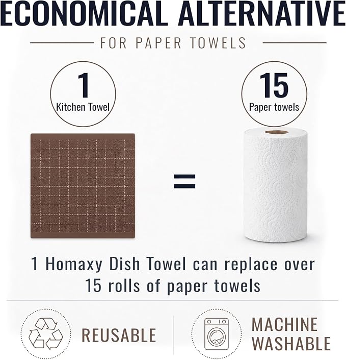 Kitinjoy 100% Cotton Terry Kitchen Dish Cloths, 12”x 12”, 8-Pack, Brown | Ultra Soft and Absorbent Dish Towels for Kitchen, Suitable for Drying and Washing Dishes - Image 7