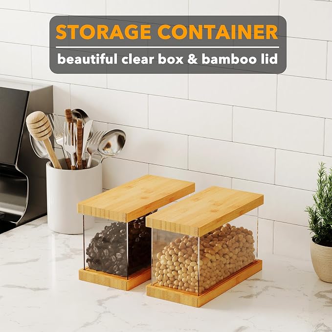 SpaceAid Bamboo Food Storage Container - Airtight Cereal Containers with Lids, Kitchen Cereal Canisters Pantry Organizers and Storage for Rice, Flour, Coffee, Snack, Extra Small 2 Pack - Image 3