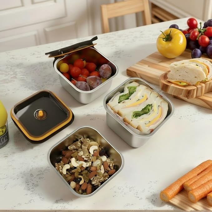 YUPER Stainless Steel Food Containers, 3 Pack (17+27+33OZ) | Meal Prep Containers Set with Leakproof Lids, Perfect for Fruits & Snacks, Bacon Cheese Sandwiches - Image 3
