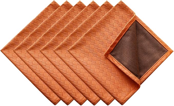 Orange Cloth Napkins Set of 6, 18 x 18 Inch | Reusable Washable Cotton Polyester Dinner Napkins Soft Luxury Elegant Fancy Jacquard Fabric Table Napkins - Image 7