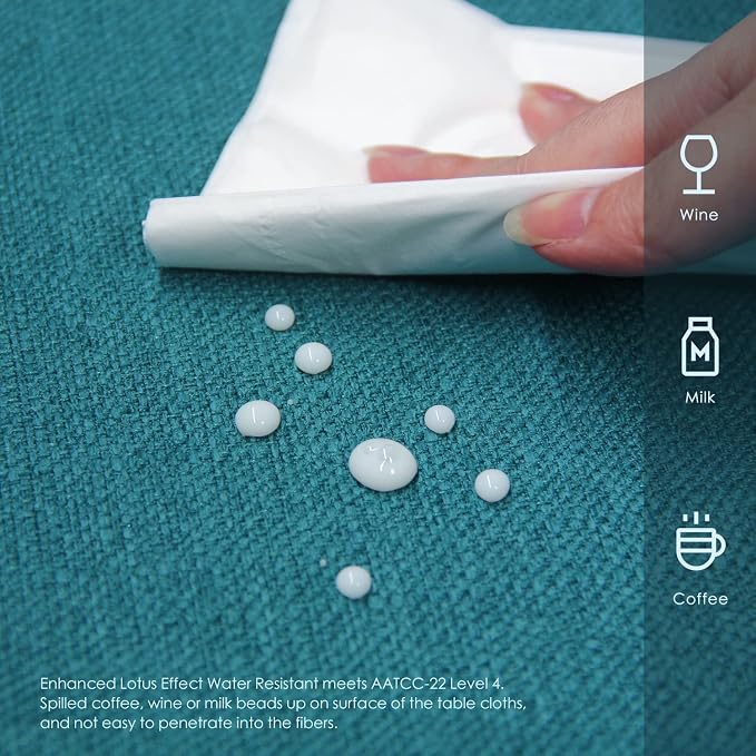 BALCONY & FALCON Rectangle Table Cloth Waterproof Teal 85"x57" | Rectangular Washable Wrinkle Resistant Table Cloth Linen Fabric Tablecloths for Dining Party Kitchen Wedding and Outdoor Use - Image 3