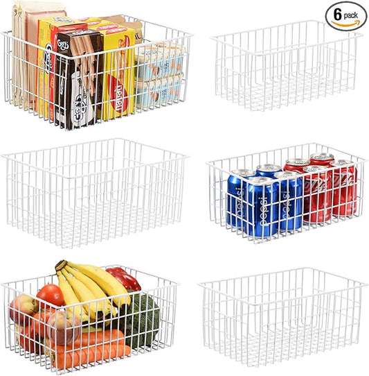 Orgneas Freezer Organizer Bins, Vertical Sides Wire Freezer Baskets for Upright Freezer, Chest Freezer Organizer Deep Freezer Storage Containers for Foods, Snacks, Vegetables, Fruits, Set of 6 by Orgneas