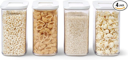 Mepal - Storage Container Modula 4-Piece Set – Clear Food Container with Lid - Kitchen Organizers & Plastic Storage Boxes – Stackable & Airtight – 4 x 1500 ml – White by MEPAL