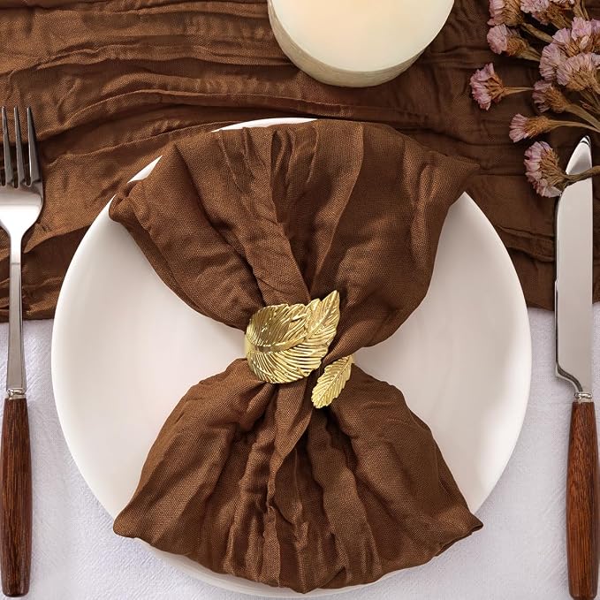 Cheesecloth Napkins Brown Cloth Napkins Bulk Dinner Napkin,Set of 100 | 21''x21'',Washable Boho Table Gauze Fabric Napkins,for Wedding Baby Bridal Shower Dinner Party Decor - Image 2