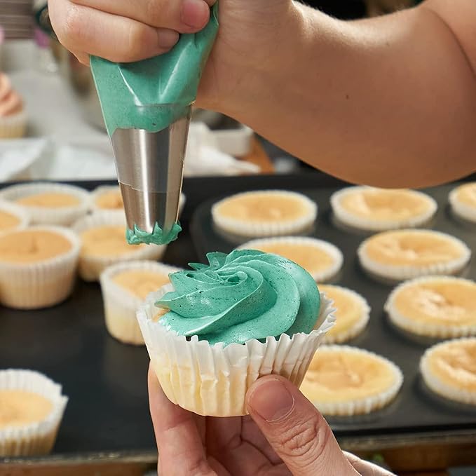 12Pcs Stainless Steel Cake Decorating Set with Frosting Icing and Piping Bag & Coupler Cupcake Muffin Decor Baking Tool Reusable & Washable (Multicolor) - Image 6
