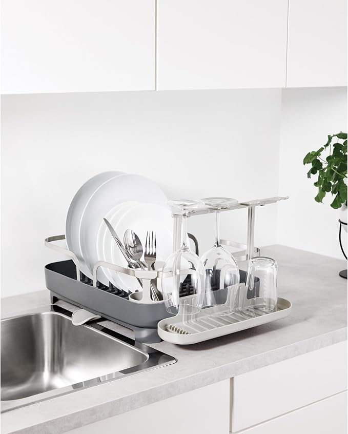 Umbra Holster Dish Rack– Molded Plastic Dish Drying Rack with Drainage Spout, Charcoal - Image 3