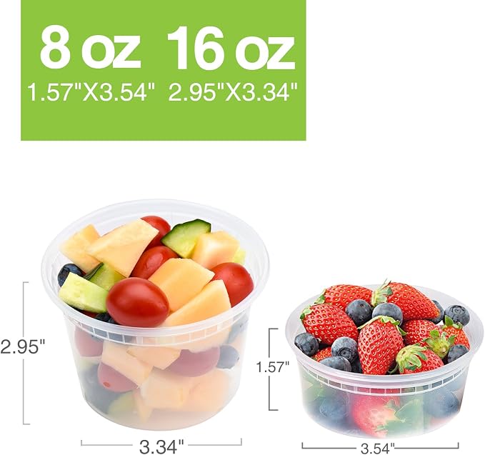 Glotoch Express 48 Sets (Mixed)32/16/8oz Deli Containers with Lids,BPA-Free | Plastic Soup Containers with Lids,Airtight Takeout Food Storage Containers for Soup,Freezer/Microwave/Dishwasher Safe - Image 4