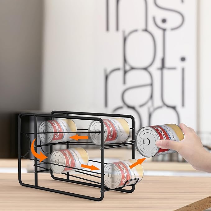MOOACE 4 Pack Can Organizer for Pantry, Soda Can Dispenser Rack, Black | Stackable Canned Food Storage, Beverage Soup Cans Holder Fridge & Kitchen Cabinet Organizers and Storage - Image 3