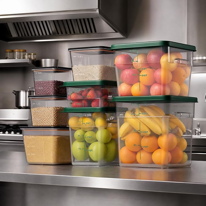 8 Pack Food Storage Containers with Lids；BPA-Free Cereal, Rice, Flour, Pasta & Snack Container, Stackable & Durable,Kitchen Pantry Organizer （0.95qt+1.5qt+2.2qt+3.2qt+4 * 4qt） - Image 4