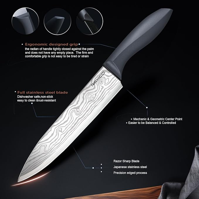 Kitchen Set,18-Piece Cooking Utensils and Kitchen Knife Set,Gray | 7-Piece Kitchen Utensils Heat-resistant to 410°F,5-Piece Sharp Knife,5-Piece Cooking Tools and Cutting Board In One - Image 3