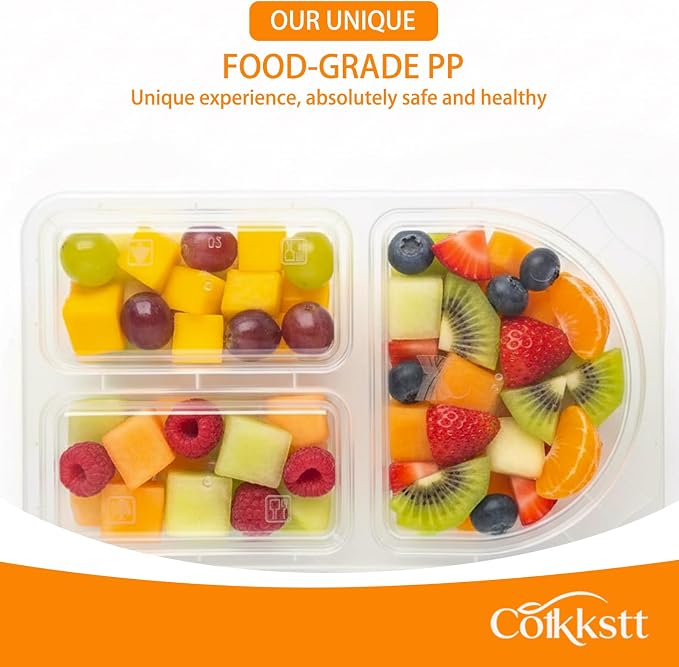 80Pack 9oz Reusable Snack Containers with Lids for Adult, 3 Compartment Plastic Condiment Containers, Small Snack Pack Containers, Meal Prep Container, Dipping Cups for Travel, Picnic - Image 3