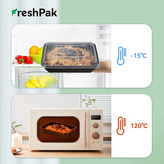40-Pack 48oz Meal Prep Containers - Shrink Wrap Ready To Use | Large Leakproof Single Compartment To Go Boxes | BPA-Free, Microwave & Freezer Safe | Heavy-Duty Catering & Leftover Storage - Image 3