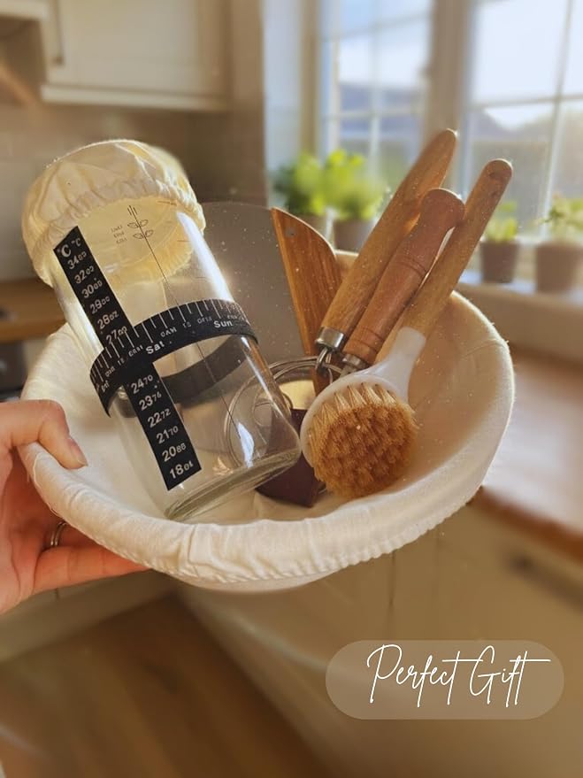 Sourdough Starter Kit - Banneton Bread Proofing Basket Set with Liners, Sourdough Bread Baking Supplies & Bread Making Tools - Includes two Banneton Basket, Tools with Sling & Kneading Pad - Image 5