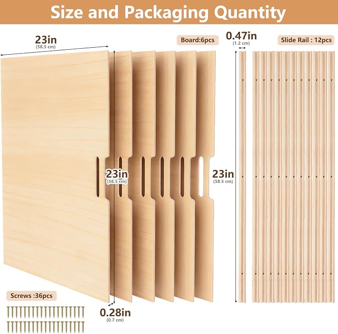 Celestite Wooden Tray Dividers for Cabinets, Cookie Sheet Organizer for Cabinet, Baking Sheet Pan Organizer for Kitchen Organizers and Storage (6 Pcs 23"x23") - Image 3