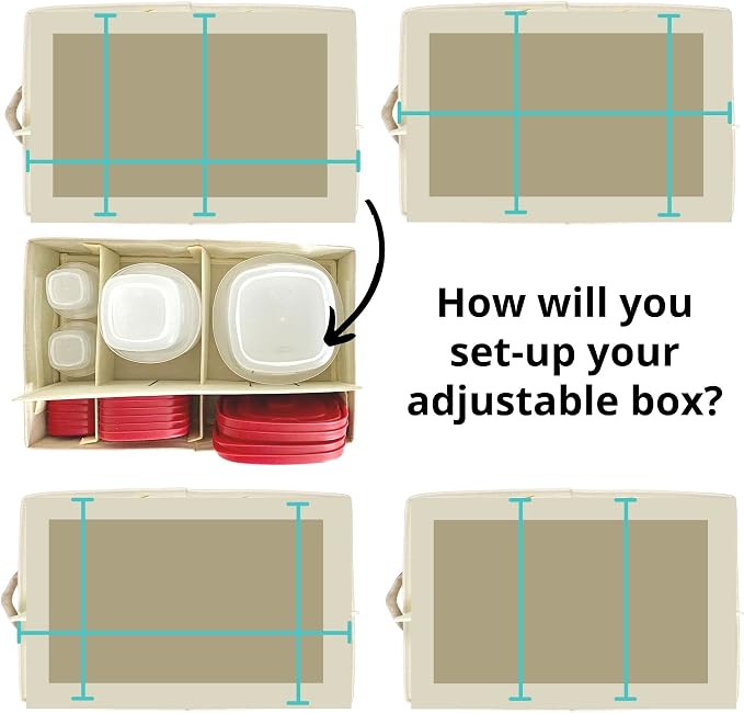 Food Storage Container Organizer 2pc - Lid Organizer Box - Adjustable Kitchen Organizing Box - Compatible with Tupperware Glad Rubbermaid Ziploc Containers - Drawers and Cabinet Organization (2) - Image 4