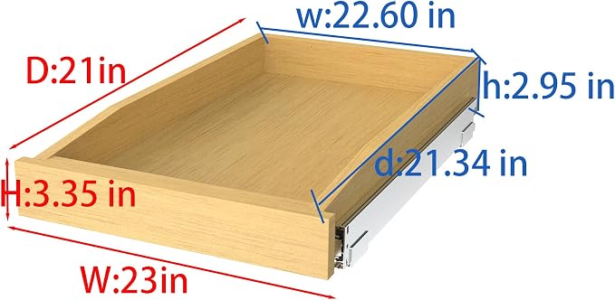 Wooden Pull out Cabinet Organizer 23" W x 21" D x 3.35" H, Heavy Duty Slide Out Drawers Pull-Out Home Organizers for Kitchen Cabinets - Image 2