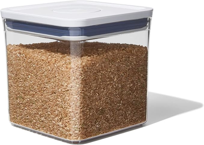 OXO Good Grips 3-Piece POP Cereal Dispenser Set & Good Grips 3-PC Small Square Short POP Container Set, White & Good Grips POP Container - Airtight Food Storage - 2.8 Qt for Rice, Sugar and More - Image 6