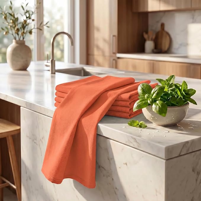 Urban Villa Kitchen Towels Cotton Dish Towels 20”x30” (Set of 6) Coral - Image 6