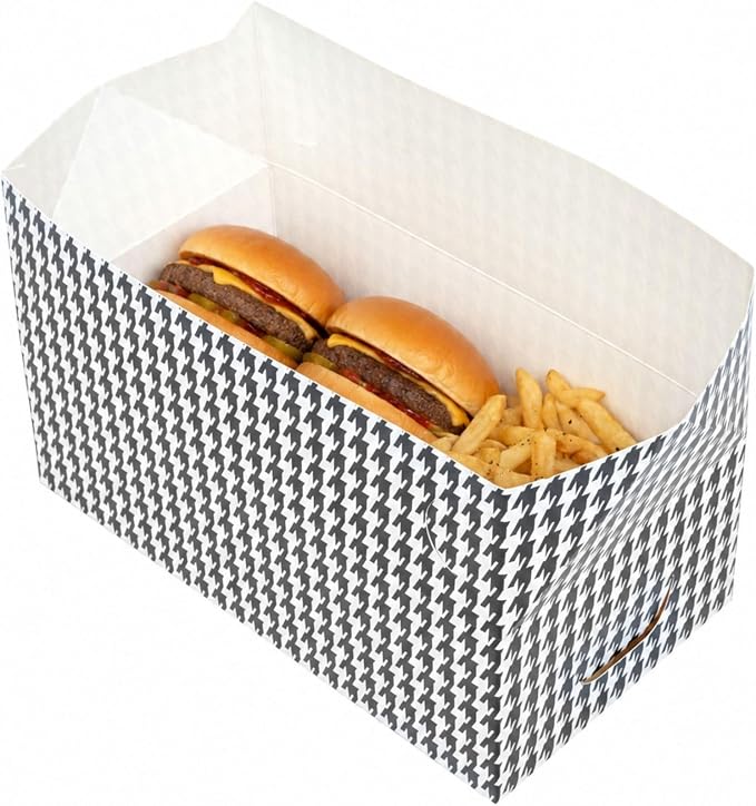Restaurantware Takeout Lunch Box 400 Count 71 Ounce Paper Spillage Resistant Container Black Houndstooth Design Freezer-Safe Food Box For Catering And Food Trucks - Image 5