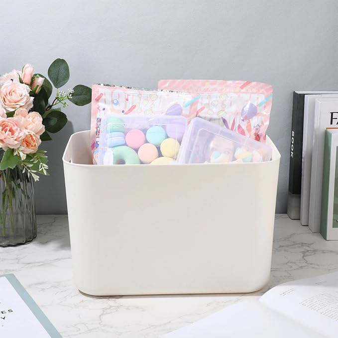 Zopeal Plastic Storage Bins 10 Pcs White Pantry Organizer Bins Small Baskets Storage Containers for Home Kitchen (14 x 10.5 x 9.5 Inch) - Image 7