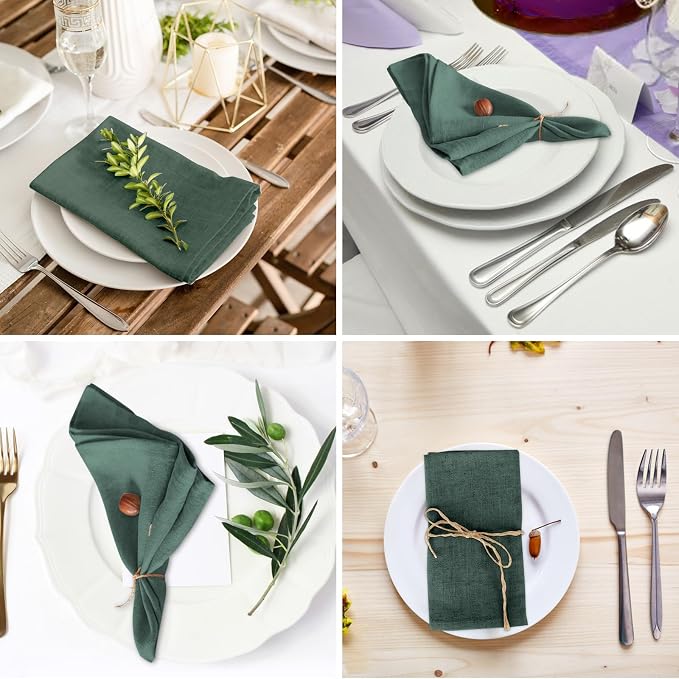 Christmas Cloth Napkins, Cotton Linen Napkins, Set of 6 Reusable Napkins, Green, 40x40cm, Cloth Napkins for Dinner Parties, Christmas, Wedding, Birthday, Party - Image 7