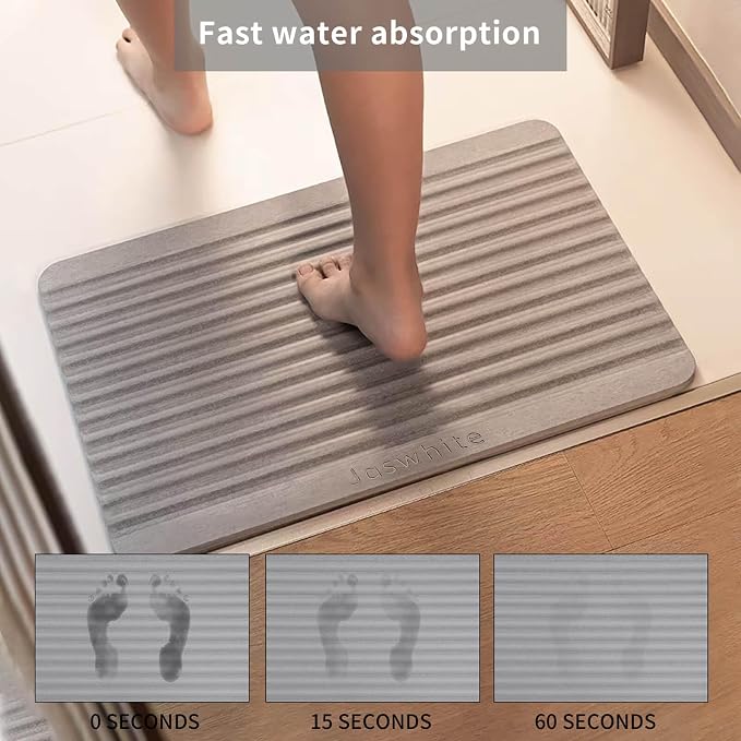 Stone Dish Drying Mat - Large Foldable Marbled Quick Drying Dish Mats, Stone Coasters Set of 4 Collapsible Ultra Absorbent Diatomaceous Earth Mats for Kitchen Counter Bathroom (Grey_Rectangle) - Image 2