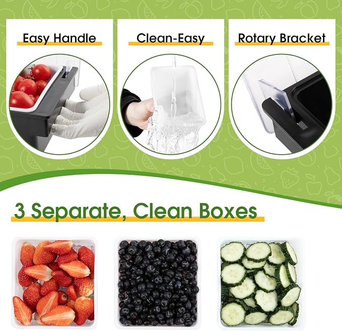 Ice Cooled Condiment Serving Container Fruit Veggie Condiment Caddy Plastic Garnish Station with Lid for Fruit,Ice Cream,Salad Bar-Topping Organizer for Restaurant Supplies (3 Compartments) | Ice chamber, keeps fruit & toppings chilled, 3 separate sect... - Image 4