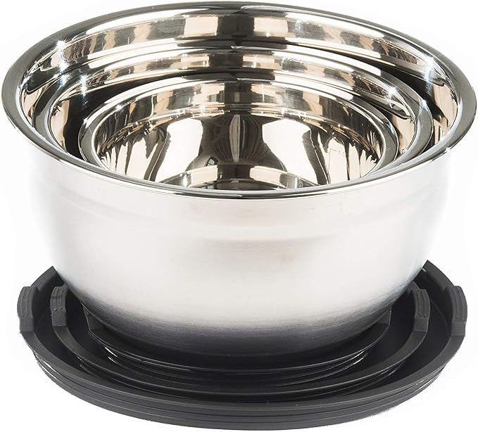 Stainless Steel Mixing Bowls with Lids and Non Slip Bases (Set of 5, Black) - Image 5