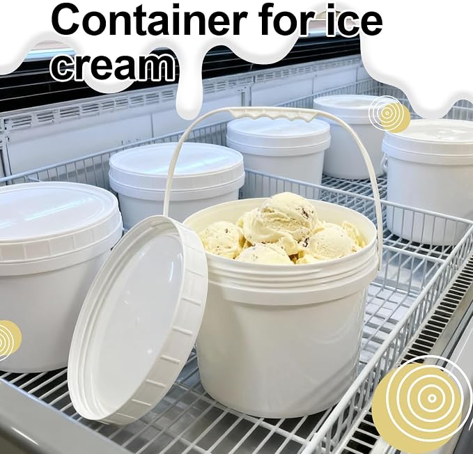 6 Pack 1 Gallon Plastic Buckets with Screw Lids & Handle, Food Grade Storage Containers for Kitchen, Freezer - Reusable White Plastic Bucket Set (White, 6pack 1Gal) - Image 7