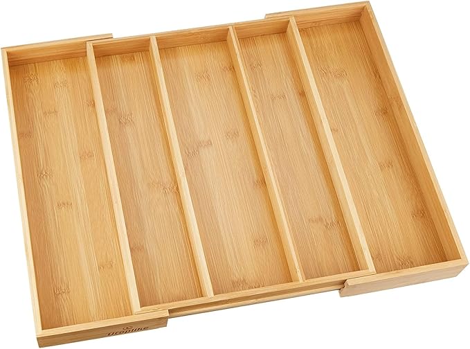 Utoplike Bamboo Expandable Kitchen Drawer Organizer Silverware Utensil Tray | Cutlery Holder, Drawers Divider for Large Utensils, Flatware, Knives, Spatulas in Kitchen, Office, Adjustable 3-5 Slots - Image 8