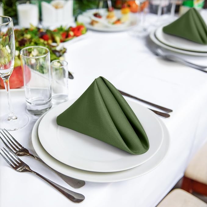 SuperO Set of 80 Cloth Napkins 17 x 17 Inch, Polyester Solid Washable Dinner Napkins with Hemmed Edges,Great for Restaurant, Wedding and Party(Willow) - Image 4
