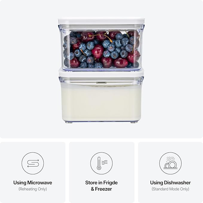 VAKUEN Premium Airtight Food Storage Containers, Rectangular 2PC(1.06qt), Smart One-Click Seal Lid, No Hinges, Patented Double Silicone Lining, 100% Leak Proof, BPA-FREE, Dishwasher, Microwave Safe - Image 3