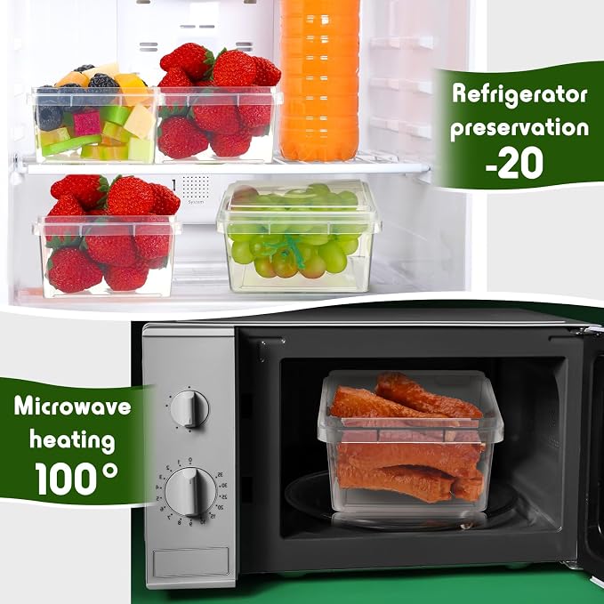 18 oz 50 Pack Small Square Deli Containers with Lids Plastic Freezer Food Reusable Meal Dessert Ice Cream Containers with Labels for Takeout Meal Storage Microwave Freezer Safe(Clear) - Image 4