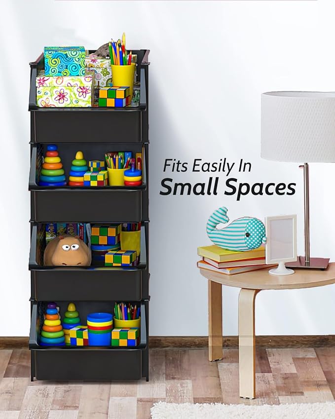 Skywin Stackable Storage Bins Open Front for Pantry Storage, 4 Pack - Black | Sturdy Plastic, Easy Stacking, Open Front Access, Ventilated Sides, Vertical & Space Saving Pantry Organizers and Storage Bin - Image 5