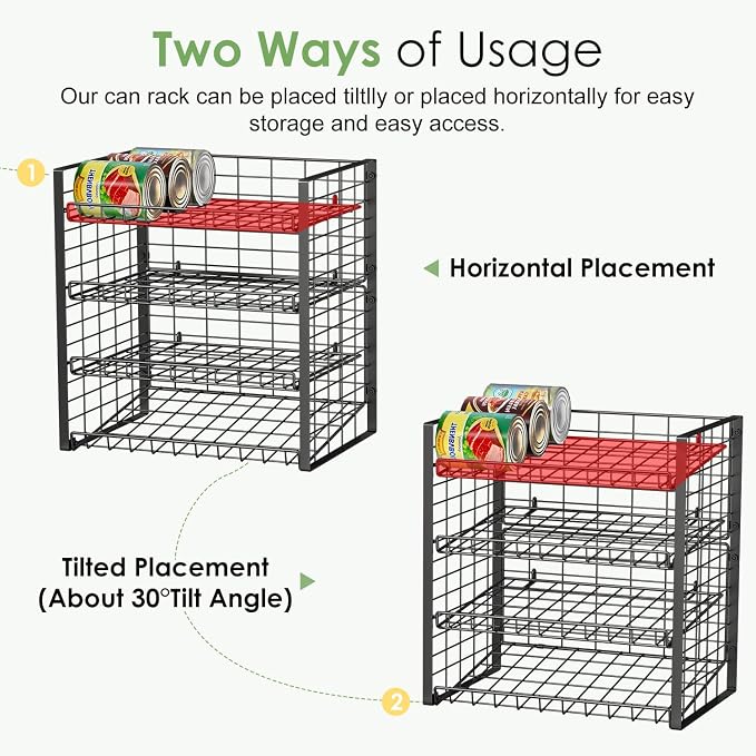 JKsmart 4-Tier Can Rack Organizer for Pantry, Adjustable Can Storage Holder for Various Ounces of Canned food Soda Drinks, Can Dispenser Holds Up to 48 Cans for Cupboard Cabinet - Image 3