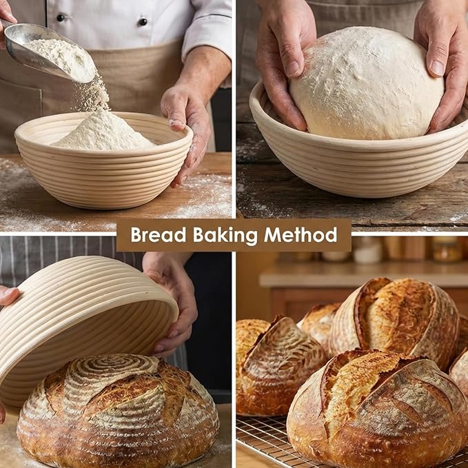 Silicone Bread Proofing Basket Set - 12-Piece All-in-One Kit with Oval & Round Banneton,Dough Scraper, Whisk,Spatula & More - Non-Stick,Easy Clean Sourdough Baking Supplies for Perfect Artisan Bread - Image 4