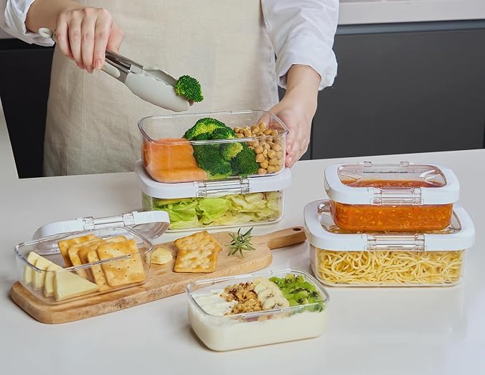Felli Duo Loc Meal Prep Container for Refrigerator, Leak Proof Stackable Kitchen Tupperware for Leftovers Food Storage Travel Lunch Container, Christmas Gift for Her (Fridge Organizer 12pk) - Image 8