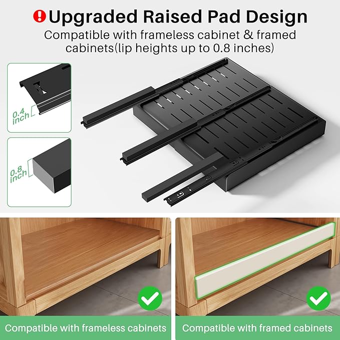 Kitstorack Pull out Cabinet Organizer, Expandable(12"-20") Heavy Duty Slide out Drawer Fixed with Adhesive Nano Film for Pots, Roll out Shelf Storage for Kitchen Base Cabinet Organization - Image 3