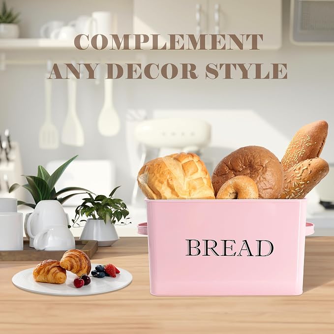 Jolitac Bread Box for Kitchen Countertop, Metal Bread Box for Kitchen Counter Extra Large & Farmhouse Style Bread Holder Bread keeper Food Storage Container - Image 6