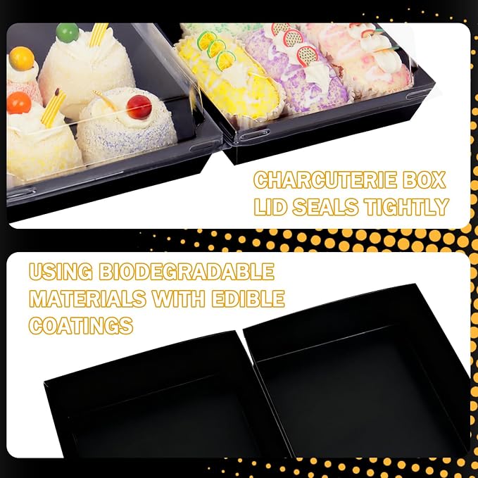 Charcuterie Boxes with Clear Lids - Set of 150, 5.3x4.9x2.5 Disposable Food Containers with Lids, Bakery Boxes for Swiss Roll, Sandwich, Strawberries, Slice Cake, Cookies - Image 3