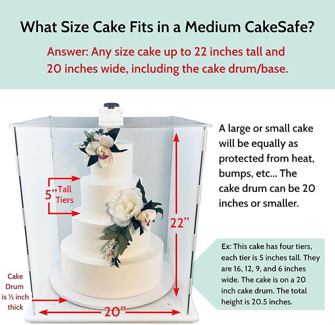 CAKESAFE Reusable Medium Cake Transporter, Clear Plastic Cake Carrier (20" W x 22" H) - Image 2