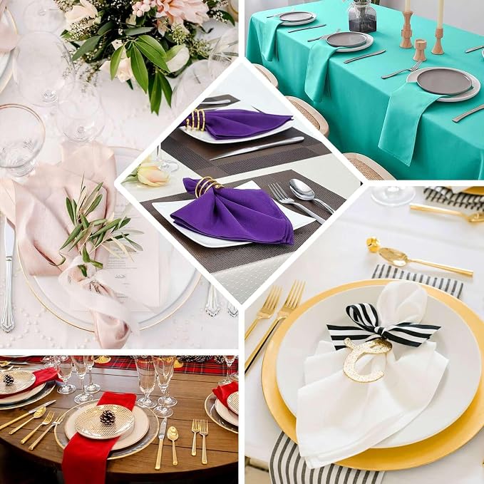 Efavormart Premium Cloth Napkins Set of 100, 20x20 Inch Violet Seamless Dinner Napkins, Washable Linen Table Napkin Cloth with Hemmed Edges for Weddings, Party and Banquet - Image 4