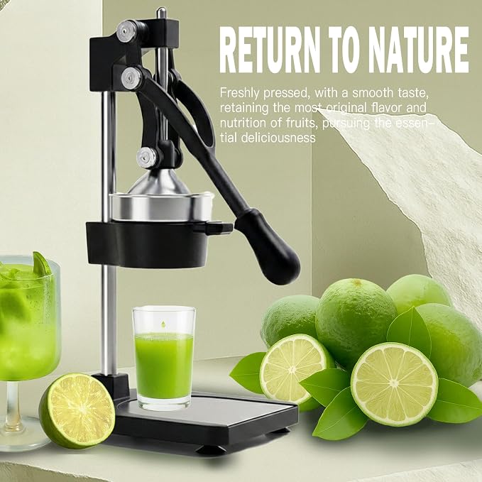 Cast Iron Juicer – Heavy Duty Manual Citrus Juicer, Professional Orange Press, Stainless Steel Lemon Squeezer & Lime Juice Extractor (Gray-Base-Style) - Image 4
