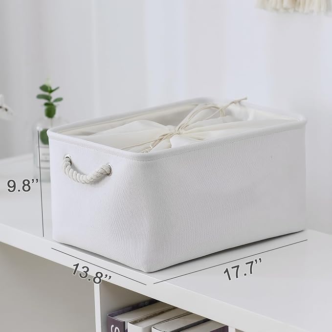 Storage Basket for Gifts Empty - X Large - 3 Pack 17.7L×13.8W×9.8H in Collapsible Storage Bin for Shelves, Toy Box Storage for Gifts Book Laundry (White) - Image 5
