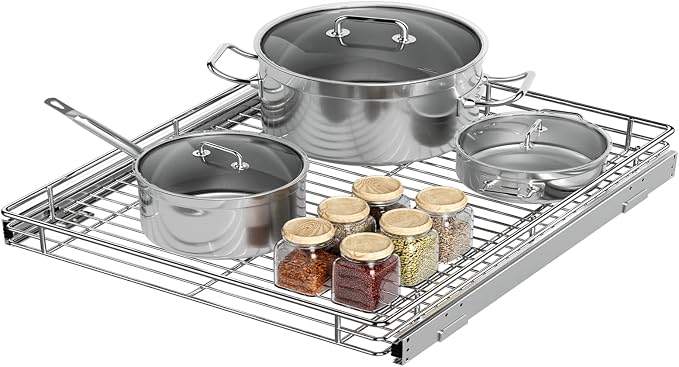 ZOINLIY Pull Out Cabinet Organizer,Slide Out Kitchen Organizers and Storage | Heavy Duty Drawer Cupboard Storage Basket, Smooth Sliding, Chrome Finish by ZOINLIY