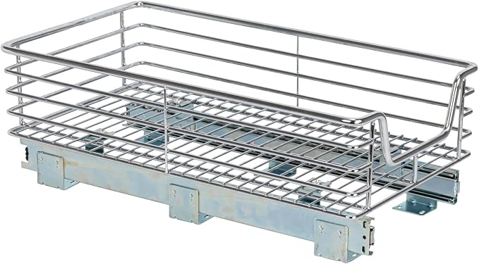 Household Essentials Chrome-Plated Steel Pull-Out Organizer with Artisanal Basket Detailing - Image 7
